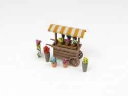 H0 - Dřevěný vozík s květinami